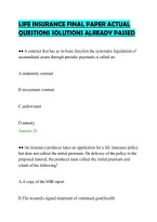 Life Insurance Final Paper Actual&NewLine;Questions Solutions Already Passed