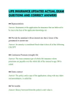Life Insurance Updated Actual Exam&NewLine;Questions And Correct Answer