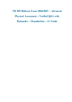 NR 509 Midterm Exam 2026&sol;2027 &ndash; Advanced &NewLine;Physical Assessment &ndash; Verified Q&A with &NewLine;Rationales &ndash; Chamberlain &ndash; A&plus; Guide 
