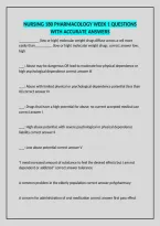 Nursing 180 Pharmacology Week 1 Questions With Accurate Answers
