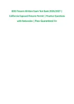 BSIS Firearm Written Exam Test Bank 2026&sol;2027 &vert; &NewLine;California Exposed Firearm Permit &vert;  Practice Questions &NewLine;with Rationales &vert; Pass Guaranteed A&plus; 