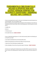 Fundamentals Cms Exam Fully &NewLine;Solved & Updated 2026-2027 &NewLine;&lpar;Latest Version Verified For &NewLine;Accuracy&rpar; &lpar;Questions &plus; Answers&rpar; &NewLine;Solved 100&percnt; Correct&excl;&excl; 