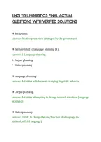 Ling 115 Linguistics Final Actual&NewLine;Questions With Verified Solutions