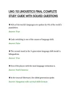 Ling 115 Linguistics Final Complete&NewLine;Study Guide With Solved Questions