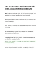 Ling 115 Linguistics Midterm 1 Complete&NewLine;Study Guide With Solved Questions&NewLine;