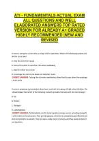 Ati - Fundamentals Actual Exam &NewLine;All Questions And Well &NewLine;Elaborated Answers Top Rated &NewLine;Version For Already A&plus; Graded &NewLine;Highly Recommended &vert;New And &NewLine;Revised 