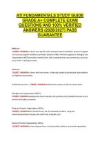 Ati Fundamentals Study Guide &NewLine;Grade A&plus; Complete Exam &NewLine;Questions And 100&percnt; Verified &NewLine;Answers &lpar;2026&sol;2027&rpar; Pass &NewLine;Guarantee 