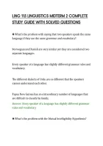 Ling 115 Linguistics Midterm 2 Complete&NewLine;Study Guide With Solved Questions&NewLine;