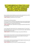 Ati Fundamentals Practice A & B &NewLine;Test Complete Exam Questions &NewLine;And 100&percnt; Verified Answers &NewLine;&lpar;2026&sol;2027&rpar; Pass Guarantee 
