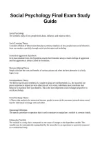 Social Psychology Final Exam Study Guide