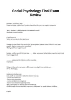 Social Psychology Final Exam Review