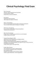 Clinical Psychology Final Exam