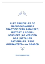Clep Principles Of Macroeconomics Practice Exam 2026&sol;2027 &vert; History & Social Sciences &vert; 80 Verified Q&A &vert; Detailed Rationales &vert; Pass Guaranteed &ndash; A&plus; Graded&NewLine;