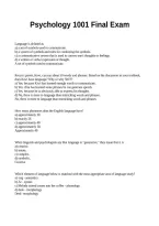 Psychology 1001 Final Exam