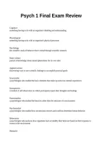 Psych 1 Final Exam Review