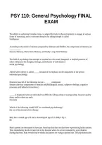PSY 110 General Psychology FINAL EXAM