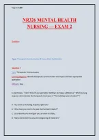 NR326 Mental Health Nursing Exam 2 - 199 Questions with Rationales & Exam Tips