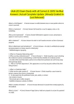 Utah LEO Exam Study with all Correct & 100&percnt; Verified Answers &vert;Actual Complete Update &vert;Already Graded A&plus; &lpar;Just Released&rpar;