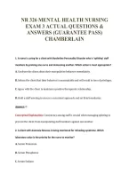 Nr 326 Mental Health Nursing&NewLine;Exam 3 Actual Questions &&NewLine;Answers &lpar;Guarantee Pass&rpar;&NewLine;Chamberlain