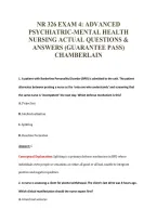 Nr 326 Exam 4&colon; Advanced&NewLine;Psychiatric-Mental Health&NewLine;Nursing Actual Questions &&NewLine;Answers &lpar;Guarantee Pass&rpar;&NewLine;Chamberlain