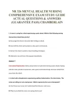Nr 326 Mental Health Nursing&NewLine;Final Exam Study Guide Actual&NewLine;Questions & Answers &lpar;Guarantee&NewLine;Pass&rpar; Chamberlain