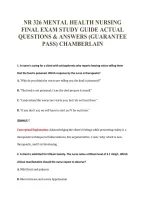 Nr 326 Mental Health Nursing&NewLine;Final Exam Study Guide Actual&NewLine;Questions & Answers &lpar;Guarantee&NewLine;Pass&rpar; Chamberlain