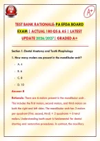 Test Bank Rationale&colon; PA EFDA Board Exam &vert; Actual 180 Qs & As &vert; Latest Update 2026&sol;2027 &vert; Graded A&plus;&NewLine;