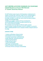ALPP CERTIFIED LACTATION COUNSELOR &lpar;CLC&rpar; EXAM BANK -&NewLine;Updated Questions & Answers With Rationale&NewLine;A&plus; Graded&vert; Brand New Release&excl;&NewLine;
