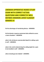 Lineman Apprentice Rodeo Study &NewLine;Exam With Correct Actual &NewLine;Questions And Correctly Well &NewLine;Defined Answers Latest Already &NewLine;Graded A&plus;