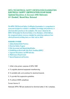 Nfpa 70E Electrical Safety Certification Examination-&NewLine;Electrical Safety Certification Exam Bank &vert;&NewLine;Updated Questions & Answers With Rationale&NewLine;A&plus; Graded&vert; Brand New Release&excl;&NewLine;