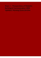 Exam 1 &ndash; Perspectives of Pediatric Nursing & Communication 2026 Updated &ndash; Nursing Exam
