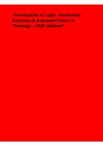 Introduction to Logic&colon; Vocabulary&comma; Structure & Argument Forms in Theology &ndash; 2026 Updated