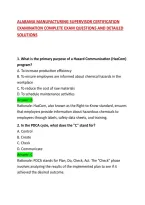Alabama Manufacturing Supervisor Certification Examination Complete Exam Questions And Detailed Solutions