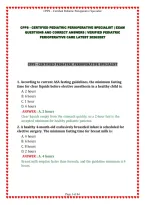 Cpps - Certified Pediatric Perioperative Specialist &vert; Exam&NewLine;Questions And Correct Answers &vert; Verified Pediatric&NewLine;Perioperative Care Latest 2026&sol;2027