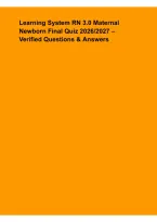 Learning System RN 3&period;0 Maternal Newborn Final Quiz 2026&sol;2027 &ndash; Verified Questions & Answers