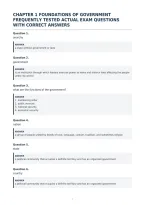 Chapter 1 Foundations Of Government&NewLine;Frequently Tested Actual Exam Questions&NewLine;With Correct Answers