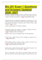 Bio 201 Exam 1 Questions and Answers Updated 2026