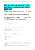 Microbiology 201 Lecture Exam 1 Questions and Answers Updated 2026