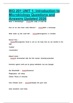 BIO 201 UNIT 1Introduction to Microbiology Questions and Answers Updated 2026&NewLine;