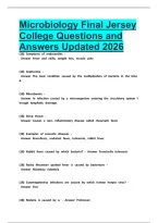 Microbiology Final Jersey College Questions and Answers Updated 2026