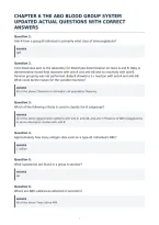 Chapter 6 The Abo Blood Group System&NewLine;Updated Actual Questions With Correct&NewLine;Answers
