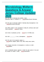 Microbiology Midterm Questions & Answer - Jersey College Updated 2026