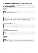 Chapter 9 Institutional Pharmacy Practice&NewLine;Latest Actual Exam With Verified Questions &&NewLine;Correct Answers