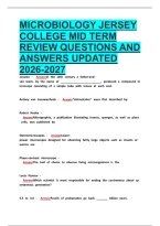 Jersey College BIO 201 Microbiology exam  latest 2026 &vert; 2027 package deal Questions and Answers All Verified