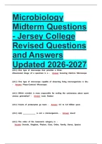 Microbiology Midterm Questions - Jersey College Revised Questions and Answers Updated 2026-2027&period;pdf&NewLine;&NewLine;