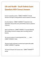 Life and Health - South Dakota Exam Questions With Correct Answers 