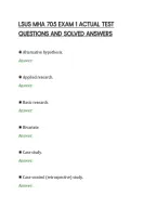 Lsus Mha 705 Exam 1 Actual Test&NewLine;Questions And Solved Answers