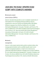 Lsus Mha 705 Exam 1 Updated Exam&NewLine;Script With Complete Answers&NewLine;
