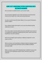 Nurs 3537&colon; Endocrine System Questions With Accurate Answers