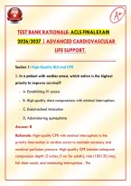 Test Bank Rationale&colon; ACLS Final Exam 2026&sol;2027 &vert; Advanced Cardiovascular Life Support  &vert; A&plus; Guide&NewLine;